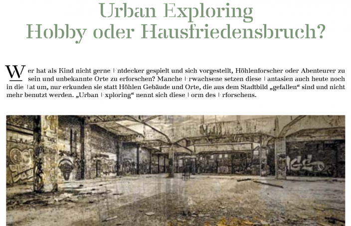 Zeitschrift "Stimme" zu "Urban Exploring"